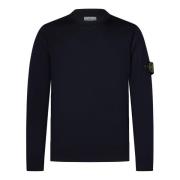 Stone Island Blå Ulltröja Aw24 Blue, Herr