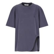 The Attico Lila Bomullst-shirt med Broderat Logotyp Purple, Dam