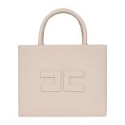 Elisabetta Franchi Beige Toteväska med dubbel C-logotyp Gray, Dam