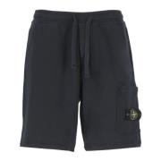 Stone Island Blå Bomull Bermuda Shorts med Fickor Blue, Herr