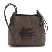 Etro Paisley Libra Tote Bag med Pegasus Motif Brown, Dam