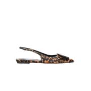 Jacquemus Leopardmönstrade Slingback Flats Multicolor, Dam