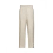 Brunello Cucinelli Lamé Canvas Beige Byxor Beige, Dam