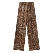 Stella McCartney Leopardmönstrade Dragsko Midja Breda Ben Byxor Brown,...