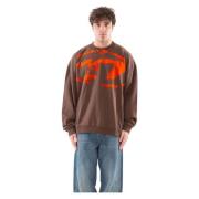 Diesel Stor Logo Sweatshirt i 7ES Brown, Herr