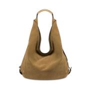 Moschino Beige Arkivväska med Guldlogotyp Beige, Dam