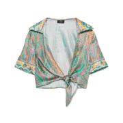 Etro Teal Green Beachwear med Front Tie Green, Dam