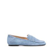 Dear Frances Cerulean Blue Läder Penny Slot Skor Blue, Dam