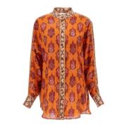 Zimmermann Orange Silke Ikat Dolman Skjorta Orange, Dam