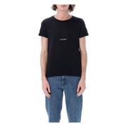 Saint Laurent Logo Print Svart T-shirt Black, Herr