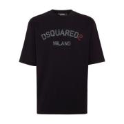 Dsquared2 Svart Logo Print Crew Neck T-shirt Black, Herr