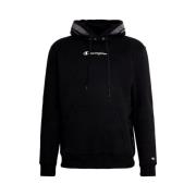 Champion Svart Jacquard Tape Fleece Hoodie Black, Herr