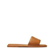 Tory Burch Bruna Double T Platta Sandaler Brown, Dam