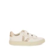 Veja Vita lädersneakers med metallisk finish Beige, Dam