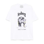 Iceberg Vit Logo Print Crew Neck T-shirt White, Herr