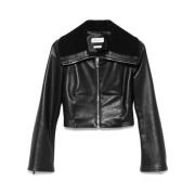 Alexander McQueen Svart Ribbad Dragkedja Jacka Black, Dam