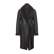 VSP Shearling Kappa med Shawl Krage Brown, Dam