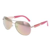 Guess Roséguld Aviator Solglasögon Brun Lins Yellow, Dam