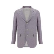 Brunello Cucinelli Ull Rutig Blazer Jacka Purple, Herr