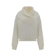 Saint Laurent Fluffig Bomulls Sweatshirt med Shawlkrage White, Dam