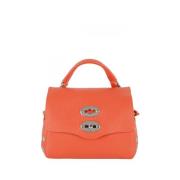 Zanellato Studded Leather Shoulder Bag in Orange Orange, Dam