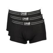 Cavalli Class Svart Bomull Boxershorts Paket Black, Herr