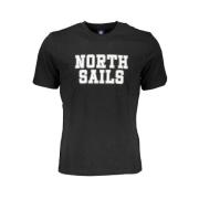 North Sails Svart Bomull Tryck Logo T-shirt Black, Herr