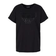 Emporio Armani Svart Logo T-shirt Attitude Print Black, Dam