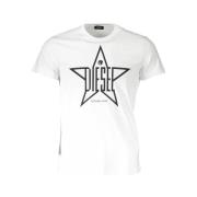 Diesel Vit Bomull Herr T-shirt med Logotyp White, Herr