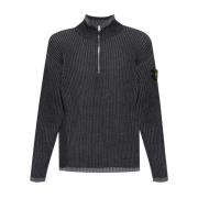 Stone Island Mélange Zip-tröja med hög hals Gray, Herr