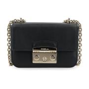 Furla Svart Mini Metropolis Axelväska Black, Dam