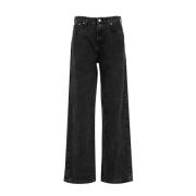 Roy Roger's Denim Flare Jeans med Använt Effekt Black, Dam