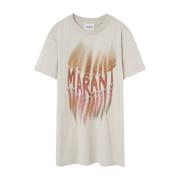 Isabel Marant Vit Tryckt T-shirt Beige, Dam