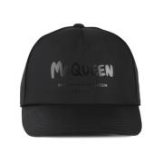 Alexander McQueen Lyxig Polyfaille Keps Black, Herr