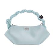 Ganni Icy Blue Satin Mini Bou Väska Blue, Dam