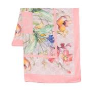 Twinset Rosa Halsduk med Mix Print Kant Multicolor, Dam