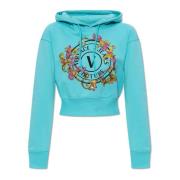 Versace Jeans Couture Sweatshirt med tryck och skimrande paljetter Blu...