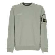 Stone Island Grön Bomullssweatshirt med Dragkedjeficka Green, Herr