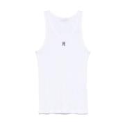 Paco Rabanne Vit Monogram Ärmlös Scoop Neck T-shirt White, Dam