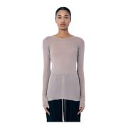 Rick Owens Rib Long Sleeve Crewneck T-Shirt Beige, Dam