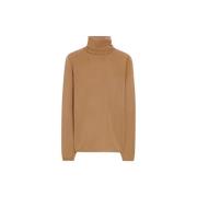 Max Mara Tidlös Turtleneck Stickat Beige, Dam