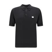 Dolce & Gabbana Monokrom Polo Skjorta med Hardware Detalj Black, Herr