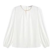 Motivi Elegant Blus med Kristallutsmyckningar White, Dam