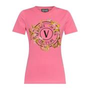 Versace Jeans Couture T-shirt med tryck och skimrande applikationer Pi...