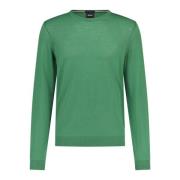 Hugo Boss Elastisk Ull Pullover Slim-Fit Modern Green, Herr