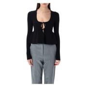 Ganni Stickad Cardigan i Klassisk Stil Black, Dam