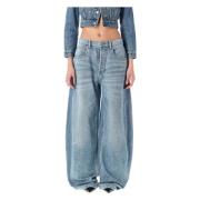 Alexander Wang Stiliga Oversized Runda Lågt Skurna Jeans Blue, Dam