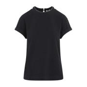 Brunello Cucinelli Grå T-shirt med pärlaccents Black, Dam