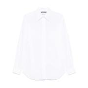 Moschino Vit Button-Up Skjorta Krökt Hem White, Dam