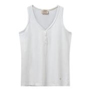 MOS Mosh Basic Tank Top med knappdetalj White, Dam